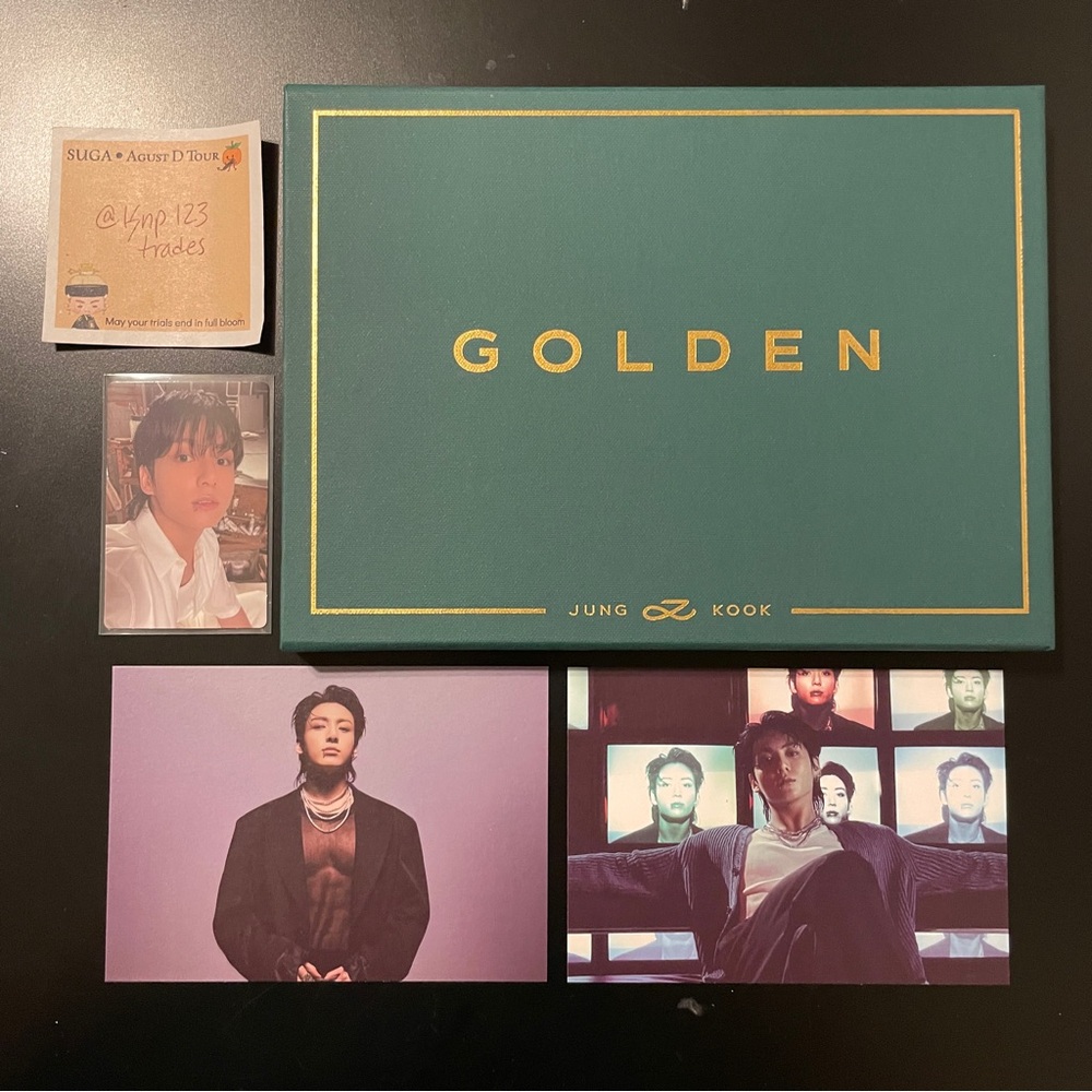 bts jungkook golden album shine version with photocard and postcards